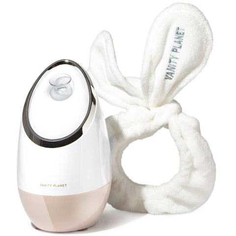 Aira Ionic Facial Steamer with Bunny Ears Spa Headband, Beige