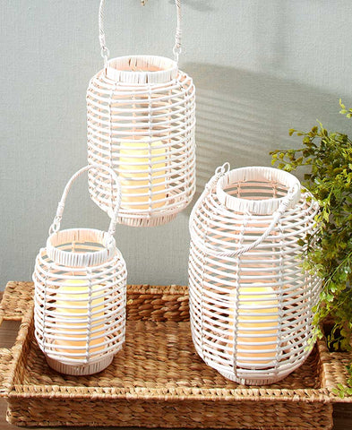 Wicker LED Candle Lanterns SMALL – NATURAL